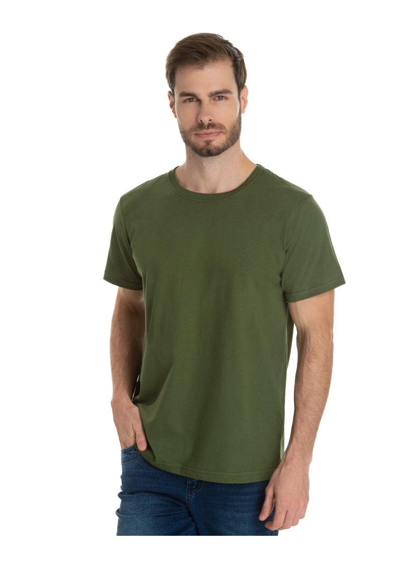 Camiseta de Algodão Premium Verde Militar