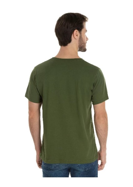Camiseta de Algodão Premium Verde Militar