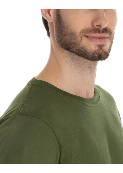 Camiseta de Algodão Premium Verde Militar