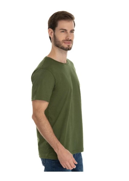 Camiseta de Algodão Premium Verde Militar