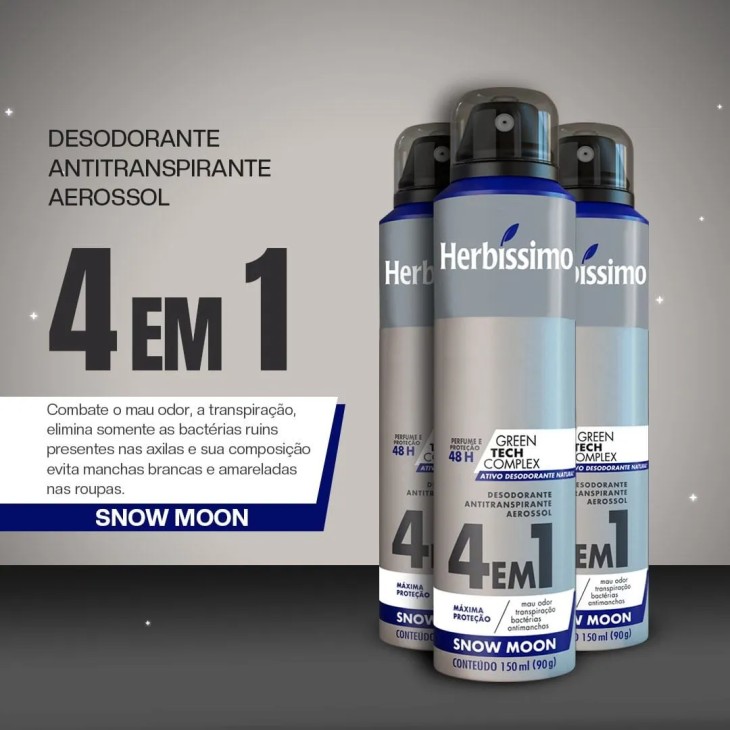 Desodorante Aerosol Antitranspirante Herbíssimo Snow Moon