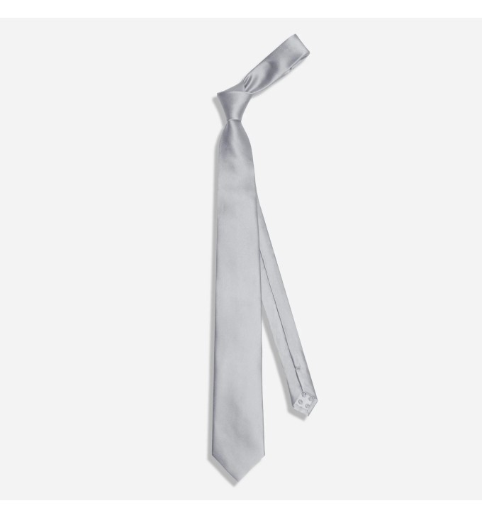 Gravata Masculina Slim Skinny Cinza Prata