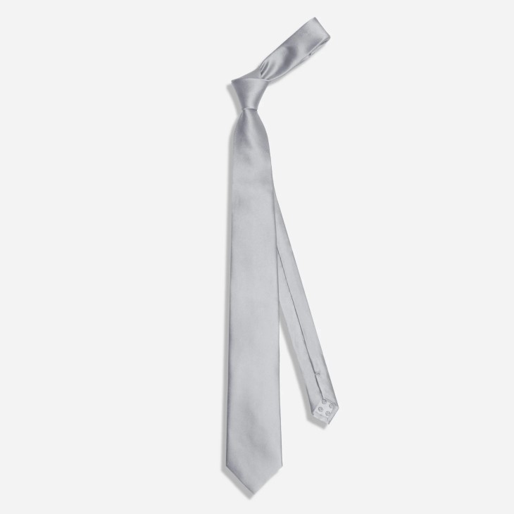 Gravata Masculina Slim Skinny Cinza Prata