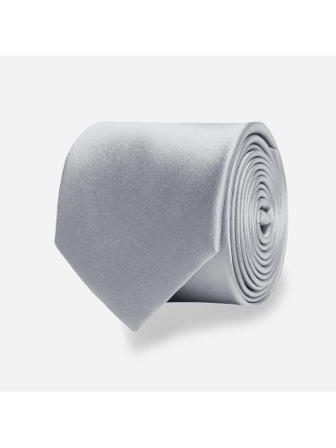 Gravata Masculina Slim Skinny Cinza Prata