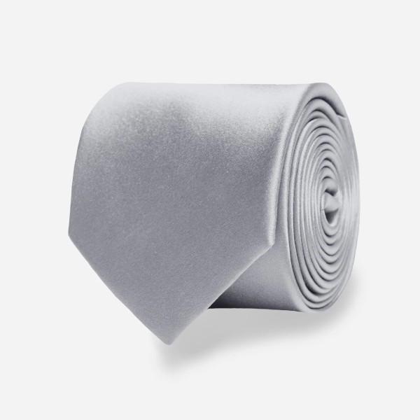 Gravata Masculina Slim Skinny Cinza Prata