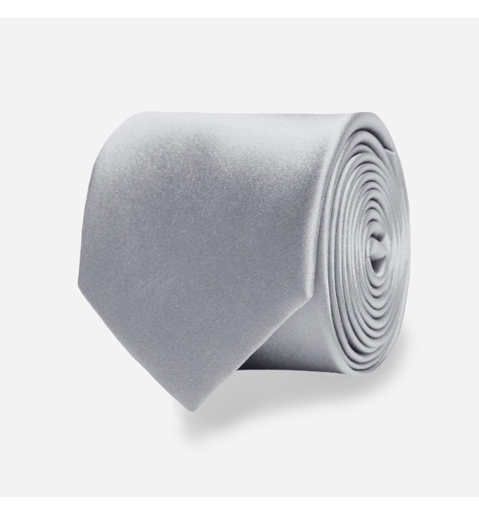 Gravata Masculina Slim Skinny Cinza Prata