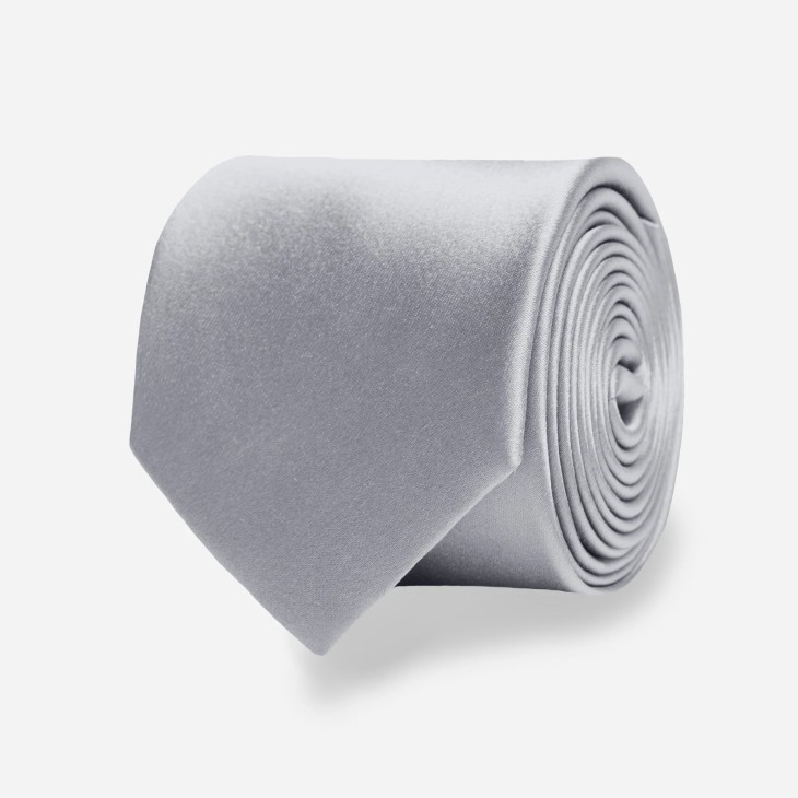 Gravata Masculina Slim Skinny Cinza Prata