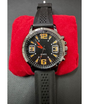Relógio Masculino Quartz Preto com Detalhes Amarelos